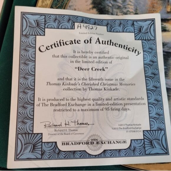 2013 Thomas Kinkade Deer Creek Cottage Collector Plate Limited Edition Porcelain - Picture 7 of 14